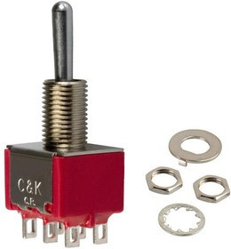 7201K2ZQE, Рычажный переключатель, Вкл.-Никакой-Вкл., DPDT, Без Подсветки, Серия 7000, Панель, 5 А