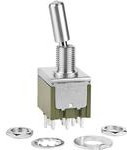 M2122LCFW01, Switch Toggle ON None ON DPDT Lighted Lever Solder Lug 6A 250VAC 30VDC Panel Mount with Threads