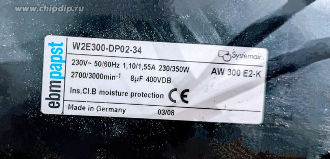 Вентилятор Ebmpapst W2E300-DP02-34 230V 50/60Hz 55A 230/350W