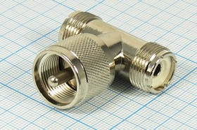 Переходник штекер UHF - гнездо UHF - гнездо UHF; №1220 штек UHF-гн UHF2