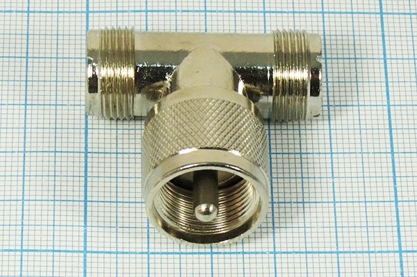 Переходник штекер UHF - гнездо UHF - гнездо UHF; №1220 штек UHF-гн UHF2