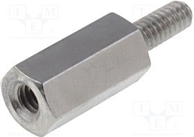 TFM-M2X6/DR211, Дистанцирующая стойка с резьбой, латунь, 6мм, никель, Ключ 4мм