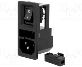 4304.6064, Разъем гнездо IEC (папа) с выключателем и патроном