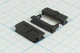 Разъем (IDC) IDC2-14 розетка, шаг P2.0x2.0, контакты 14HP, на шлейф, IDC2-14