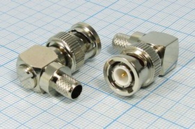 Разъем BNC вилка, RG6,обжимной, угловой