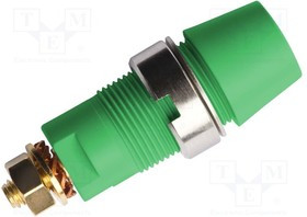 SAB6922AU-GN, Гнездо, "банан" 4мм, 32А, 1кВ, зеленый, позолота, винтами, 38,7мм
