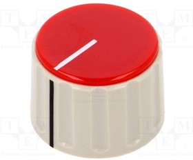 RN-110D-R6.1, Ручка, с указателем, ABS, dоси: 6мм, d28,5x19,5мм, серый, красный