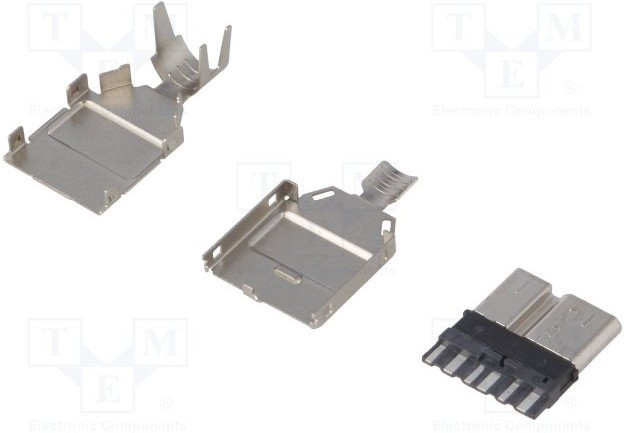 KEYS957, Вилка, USB B micro, на провод, пайка, прямой, USB 3.0, 1А, 30В