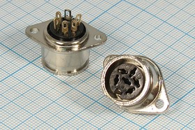 Гнездо DIN, 5HP[60]+1C, на панель, фланец 2отверстия, B17; №9207 гн DIN\ 5HP[60]+1C\пан\флан 2отв\B17\