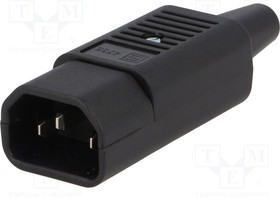 4735.0000, IEC Power Connector, IEC C14 Plug, 15 А, 250 В AC, Винт, Монтаж на Кабель