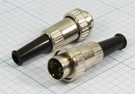 Штекер DIN, 4 контакта, на кабель, байонет; №9202 штек DIN\ 4P[72]\каб\пл хвост\B17\