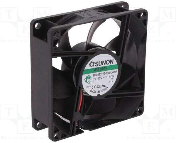 MF80251V2-1000U-A99, Вентилятор осевой, 12В DC, 80x80x25мм, подшипник Vapo, 62,53куб.м/ч, 30дБА MF80251V2-1000U-A99, Вентилятор осевой, 12В DC, 80x80x25мм, подшипник Vapo, 62,53куб.м/ч, 30дБА