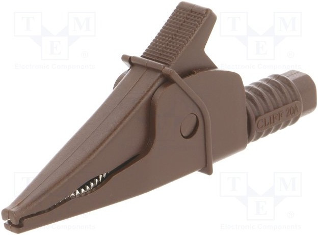 FCR79900N, Зажим "крокодил", 20А, коричневый, макс.39мм, 1кВ