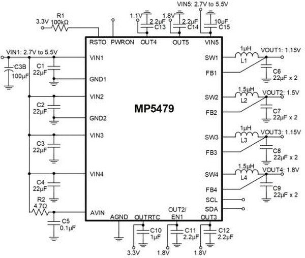 MP5479GRM-0003-P, POWER MANAGEMENT IC, -40 TO 125DEG C