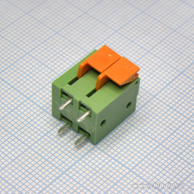 DG142V-5.08-02P-14, Клеммник 2-контактный,5.08мм, прямой