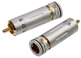 1-222G BLACK, штекер RCA металл бронза цанга на кабель d до 9.0мм,черный "позолоченный"