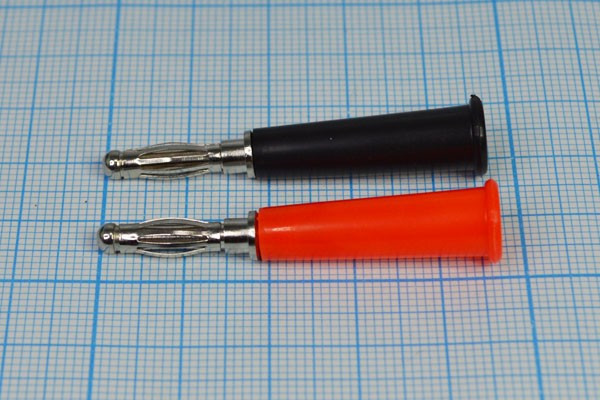 Штекер питания BANANA 4мм под пайку на кабель до 5мм, красный; №454 RZ штек BANANA 4\кабель\кр\5мм\\ пл\Ni\QZ10-0068a\