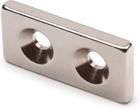 Неодимовый магнит прямоугольник 25х12х3 мм с двумя зенковками 4/9 мм