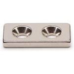 Неодимовый магнит прямоугольник 25х12х3 мм с двумя зенковками 4/9 мм