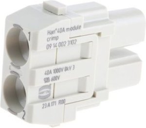 09140023102, Разъем: прямоугольный, модуль, "мама", Han Modular 40A, PIN: 2 09140023102, Разъем: прямоугольный, модуль, "мама", Han Modular 40A, PIN: 2