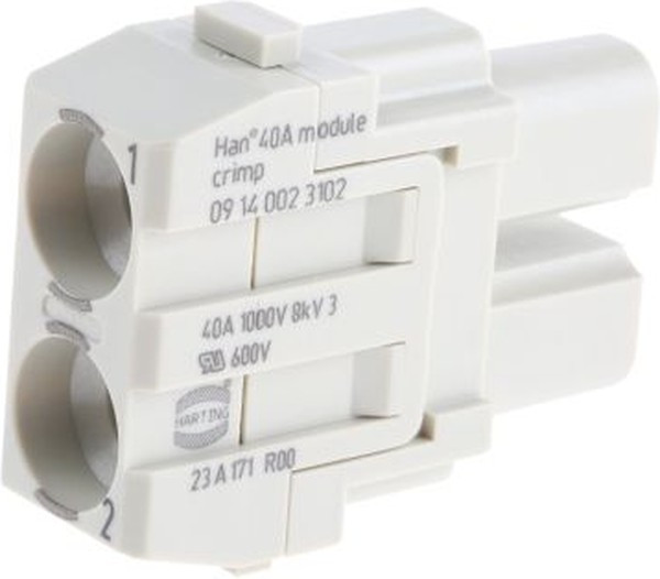 09140023102, Разъем: прямоугольный, модуль, "мама", Han Modular 40A, PIN: 2