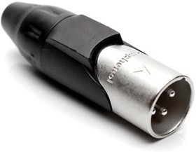 AX3M0M, XLR Connectors 3 pole Pin Male Plug AX XLR Audio Cable Conn SatinNickel w/ Black Marking Sleeve