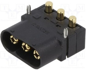 MR60PW-M, Socket; DC supply; MR60; male; PIN: 3; on PCBs; THT; black; 35A; 600V