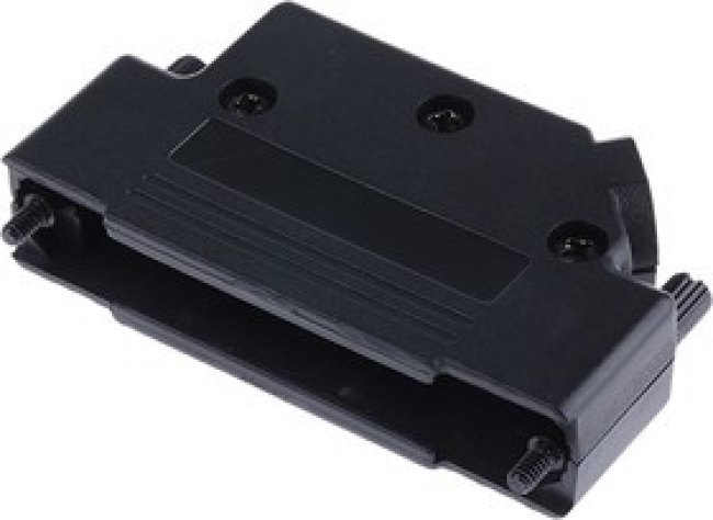 MHD45PPK37-K, MHD45PPK Series ABS Angled D Sub Backshell, 37 Way, Strain Relief MHD45PPK37-K, MHD45PPK Series ABS Angled D Sub Backshell, 37 Way, Strain Relief