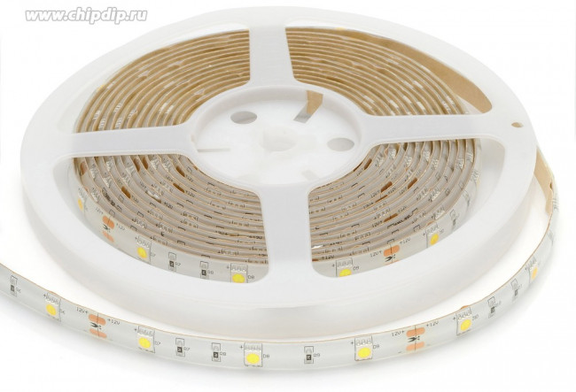 10-01, Набор светодиодной ленты, белый, 12В, 7.2Вт/м, 30SMD(5050)/м, 360Лм/м, IP65, 5м, с блоком питания