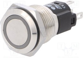 82-4151.1114, Pushbutton Switches Red RingLED 24VAC/DC 16mm QC Flush