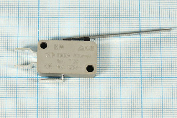 Микропереключатель, размер 29x10 x16, 16А, переключение ON-(ON), размер концевика L51/6.3, [SF-6007]