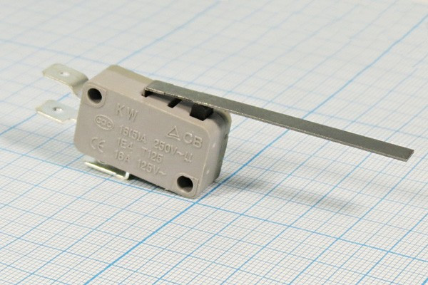 Микропереключатель, размер 29x10 x16, 16А, переключение ON-(ON), размер концевика L51/6.3, [SF-6007]