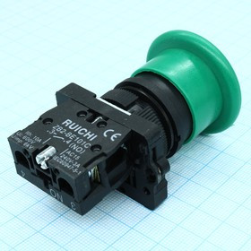 LXA2 (3SA5)-BC31, (зеленый), Кнопочный переключатель серии 3SA5 с толкателем типа Гриб без фиксации на замыкание, NO, 240В, 3А