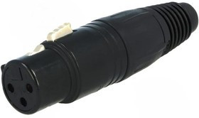 NTR-NC3FXB, Вилка, XLR, "мама", PIN: 3, прямой, на провод, пайка, 16А, 3,5-8мм