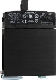 DR2260D30V, DR22 Series Solid State Relay, 30 A Load, DIN Rail Mount, 600 V rms Load, 32 V dc Control