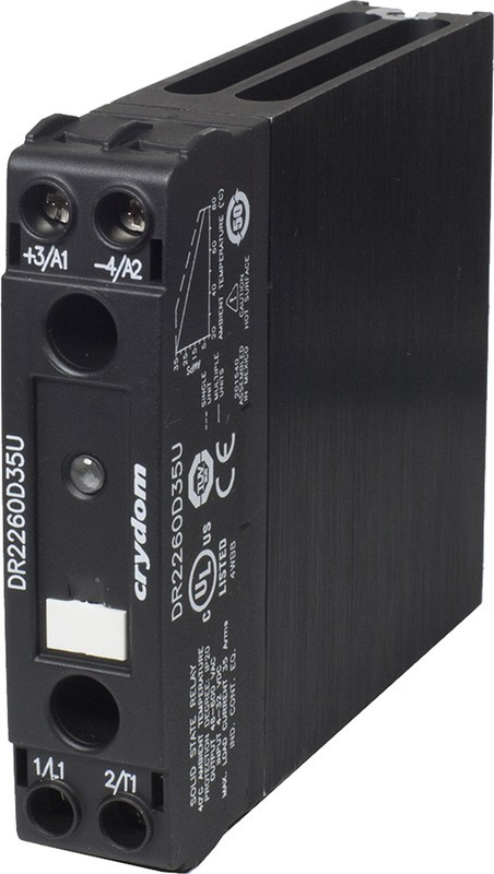 DR2260D30V, DR22 Series Solid State Relay, 30 A Load, DIN Rail Mount, 600 V rms Load, 32 V dc Control DR2260D30V, DR22 Series Solid State Relay, 30 A Load, DIN Rail Mount, 600 V rms Load, 32 V dc Control