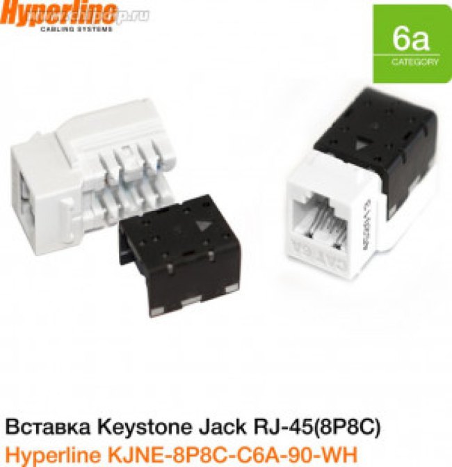 01 Hyperline KJNE-8P8C-C6A-90-WH Вставка Keystone Jack RJ-45(8P8C), категория 6A, 110 IDC, заделка с помощью NE-TOOL, белая 01 Hyperline KJNE-8P8C-C6A-90-WH Вставка Keystone Jack RJ-45(8P8C), категория 6A, 110 IDC, заделка с помощью NE-TOOL, белая