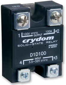 D1D60, Твердотельное реле, SPST-NO, 60 А, 100 В DC, Панель, Винт, DC Переключатель