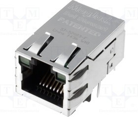 SI-52003-F, Гнездо, RJ45, PIN: 8, экранированный, PoE, с LED, Конф: 8p8c, THT