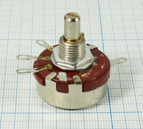 Резистор переменный, поворотный 2,2кОм, ширина 28мм, вал и размеры S6x20, WTH118-1A [СП-I]