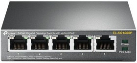 Коммутатор TP-Link TL-SG1005P 5x1Гбит/с 4PoE+ 65W неуправляемый