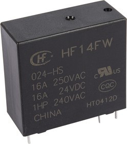 HF14FW/024-HS, Реле 1 замык. 24VDC, 16A/277VAC SPST-NO HF14FW/024-HS, Реле 1 замык. 24VDC, 16A/277VAC SPST-NO