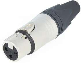 NC3FXX, Вилка, XLR, "мама", PIN: 3, прямой, на провод, пайка, 16А, 3,5-8мм