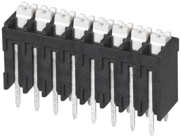 TBLH10V-350-08BK, Fixed Terminal Blocks Terminal block, screwless, High Temp, 3.5, Vertical, 8, Black w Gray Button