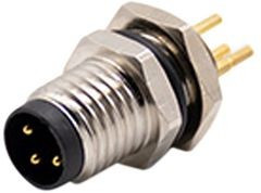 RND 205-01126, Circular Connector, M8, Plug, Straight, Poles - 3, Solder, Panel Mount