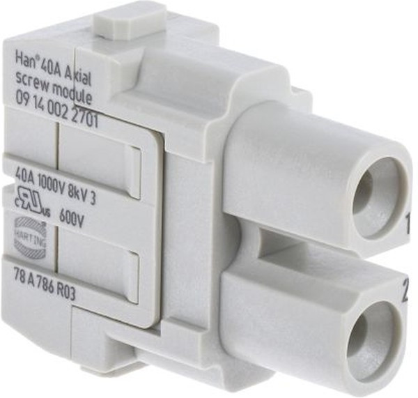 09140022702, Разъем для тяжелых условий, Han-Modular, Insert, 2 Контакта, Гнездо, Винтовое Гнездо 09140022702, Разъем для тяжелых условий, Han-Modular, Insert, 2 Контакта, Гнездо, Винтовое Гнездо