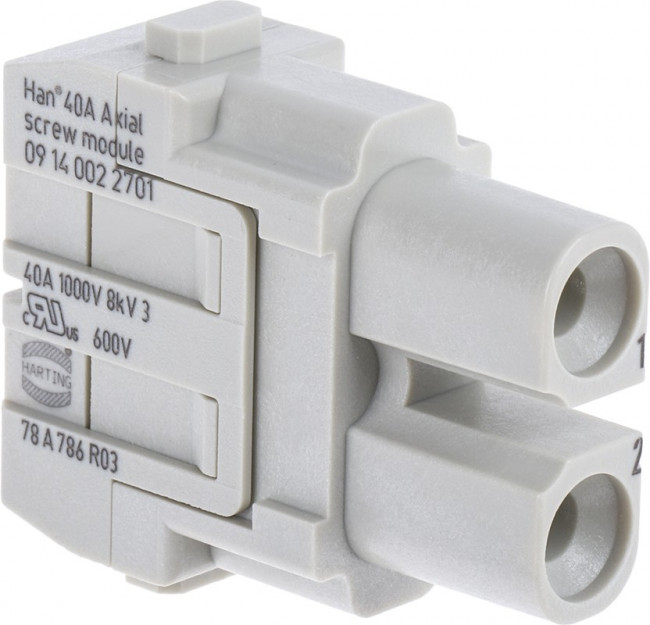 09140022702, Разъем для тяжелых условий, Han-Modular, Insert, 2 Контакта, Гнездо, Винтовое Гнездо 09140022702, Разъем для тяжелых условий, Han-Modular, Insert, 2 Контакта, Гнездо, Винтовое Гнездо