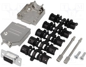 DTZK09-DMS-K, Разъем D-Sub; PIN: 9; вилка; "мама"; пайка; на провод; черный