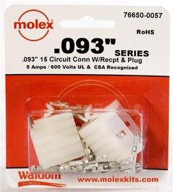 76650-0057, Pin & Socket Connectors .093 Connector Kit Pnl Mnt Plug Rec 15P 76650-0057, Pin & Socket Connectors .093 Connector Kit Pnl Mnt Plug Rec 15P