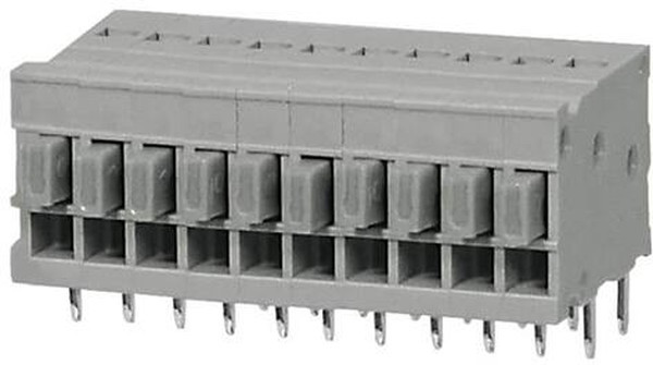 TBL009-254-10GY-2GY, Fixed Terminal Blocks Terminal block, screwless, 2.54, Horizontal, 10, Gray w Gray Button